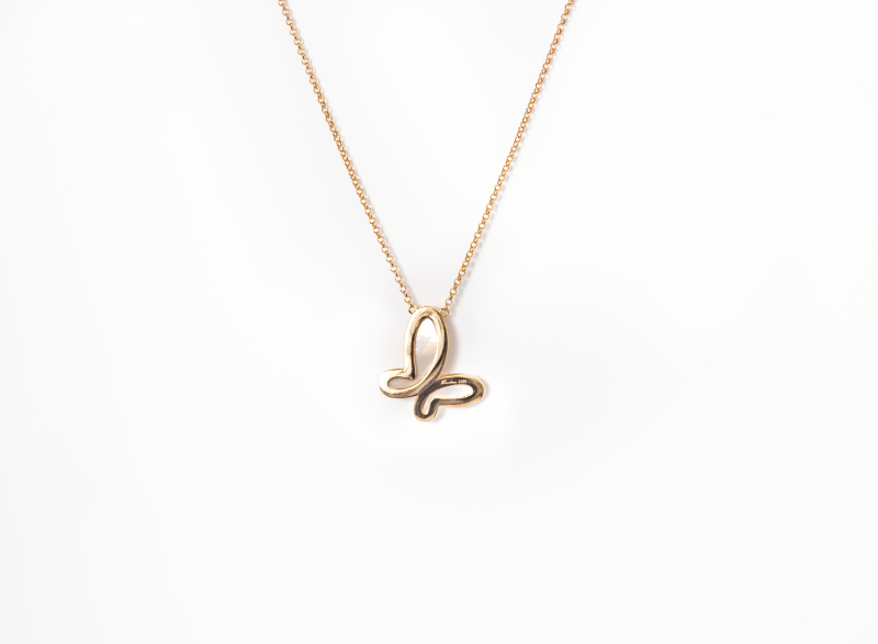 Silver Mother of Perl & Cubic Zirconia Butterfly Necklace Jewelry