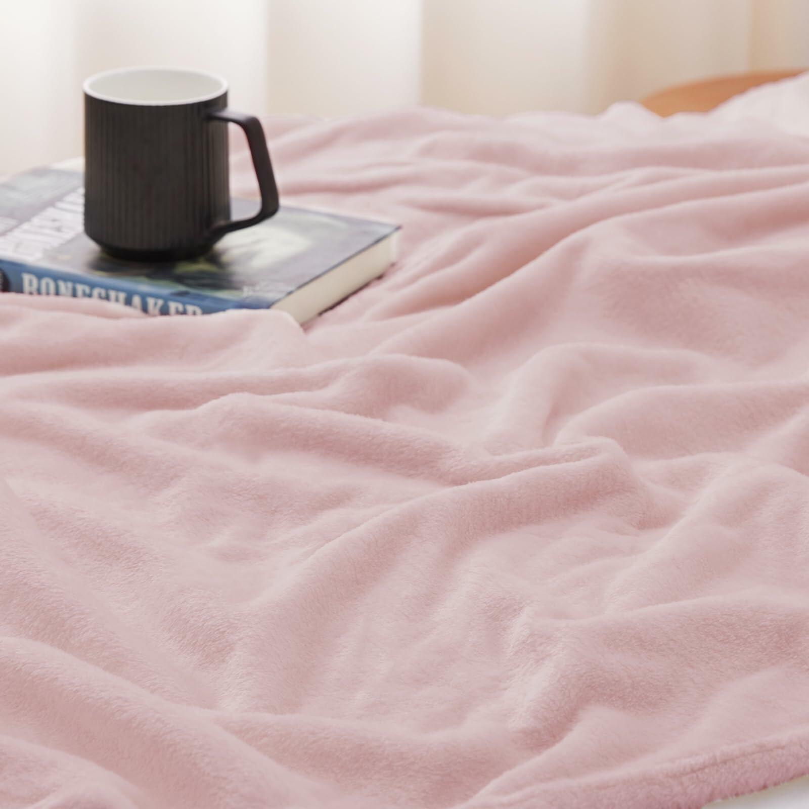 CozyLux Pink Fleece Throw Blanket 50x70 Soft Plush Flannel 300GSM XL