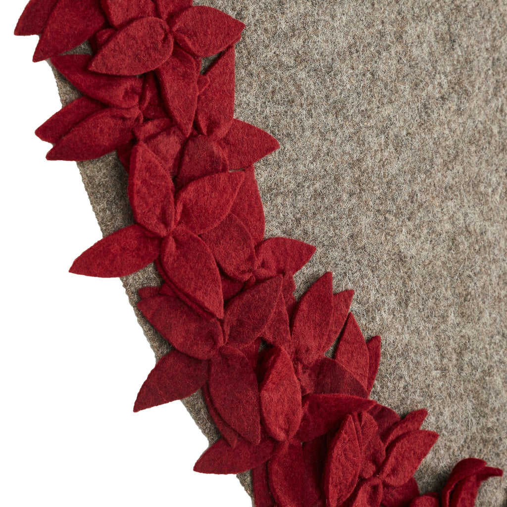 Handmade Overlapping Flowers Christmas Tree Skirt - Natural Red-60" Arcadia Home
