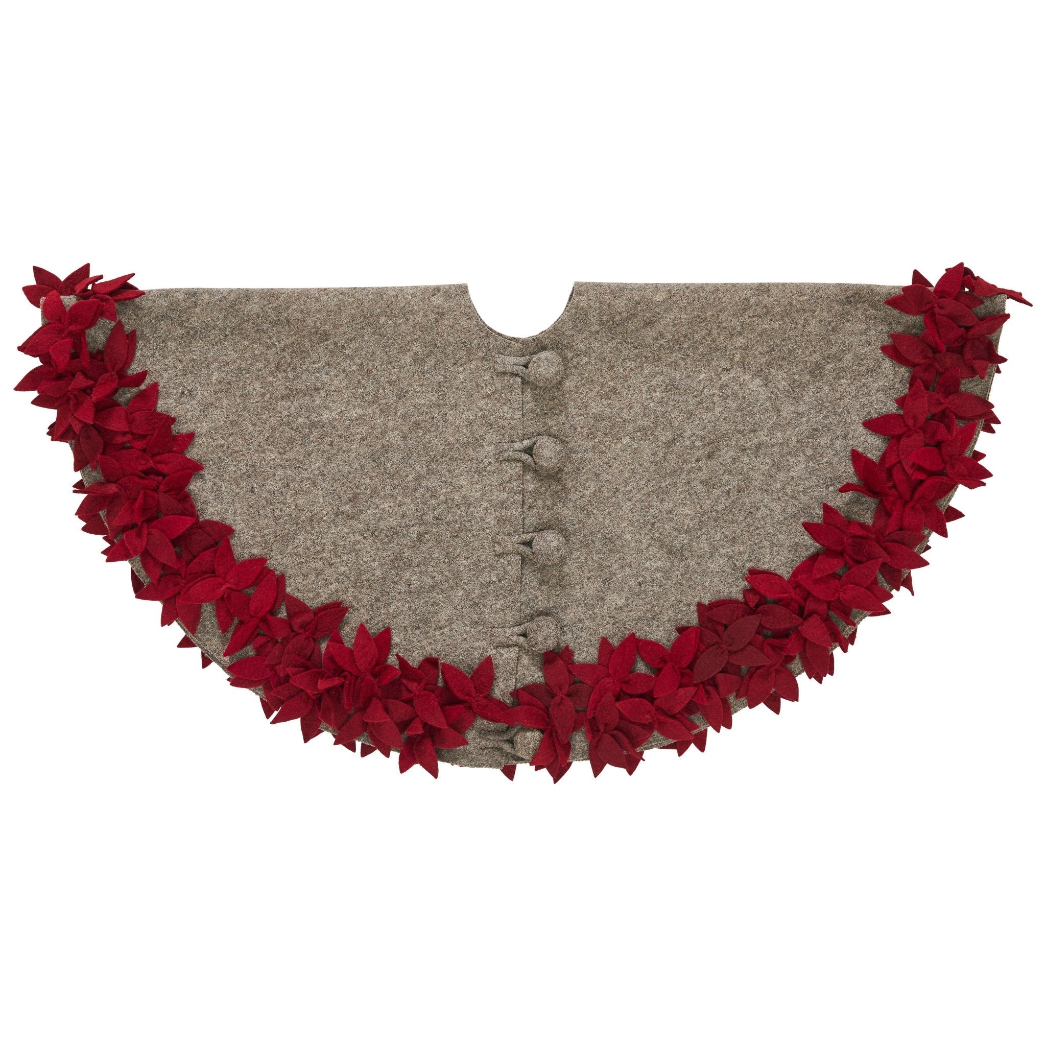 Handmade Overlapping Flowers Christmas Tree Skirt - Natural Red-60" Arcadia Home