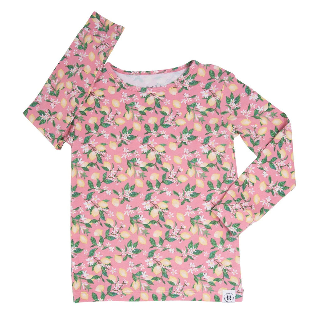 Pink Lemon Floral Print Big Kid Pajama Set