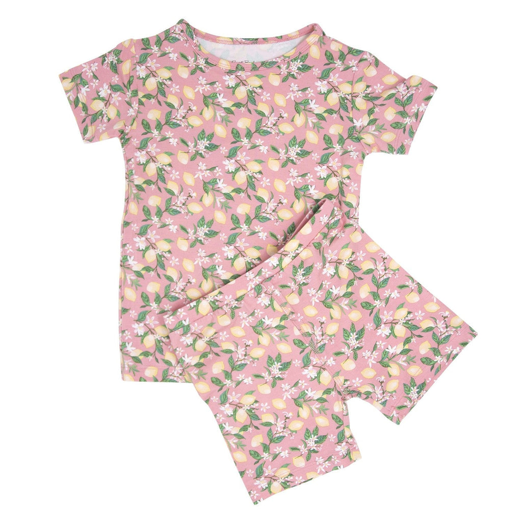 Pink Lemon Floral Print Summer Pajama Set