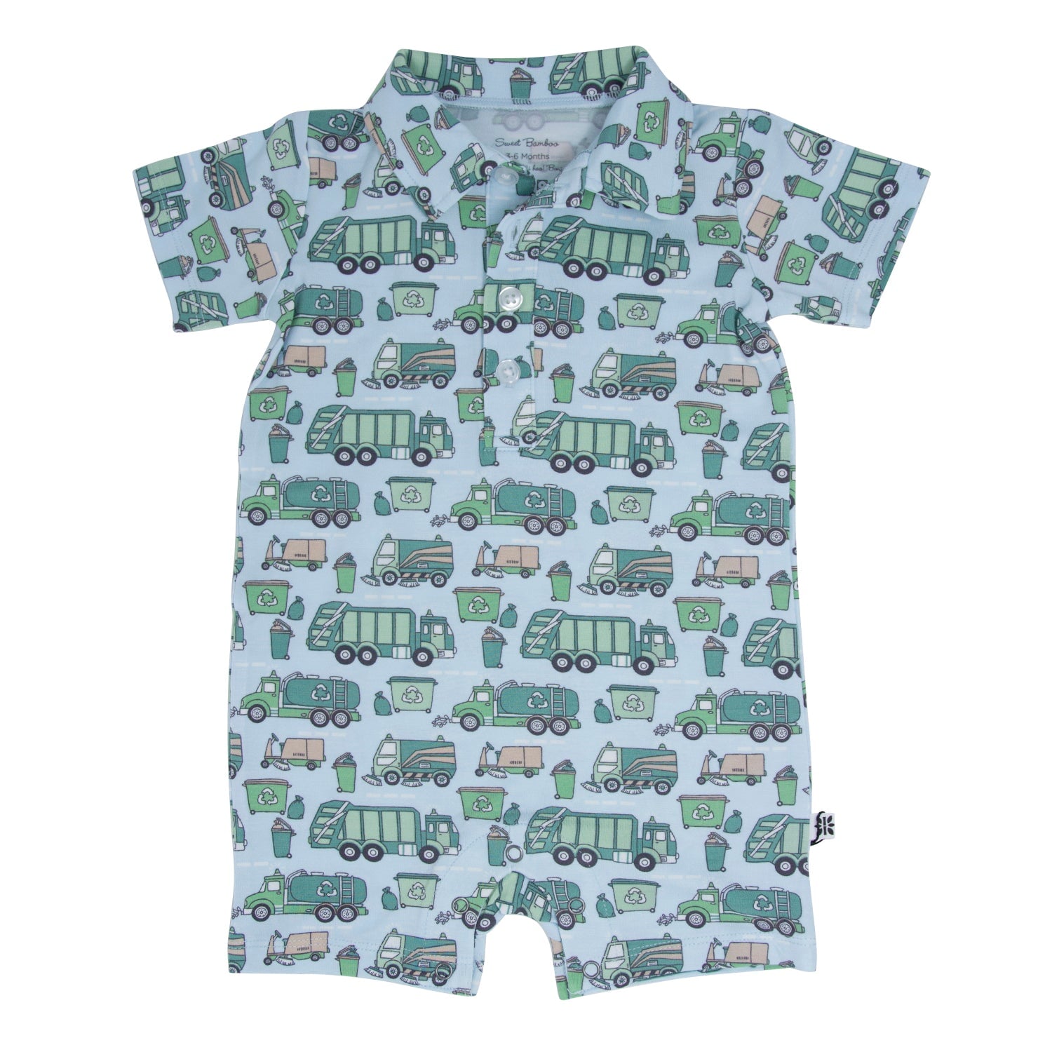 Garbage Trucks Recycle Polo Romper