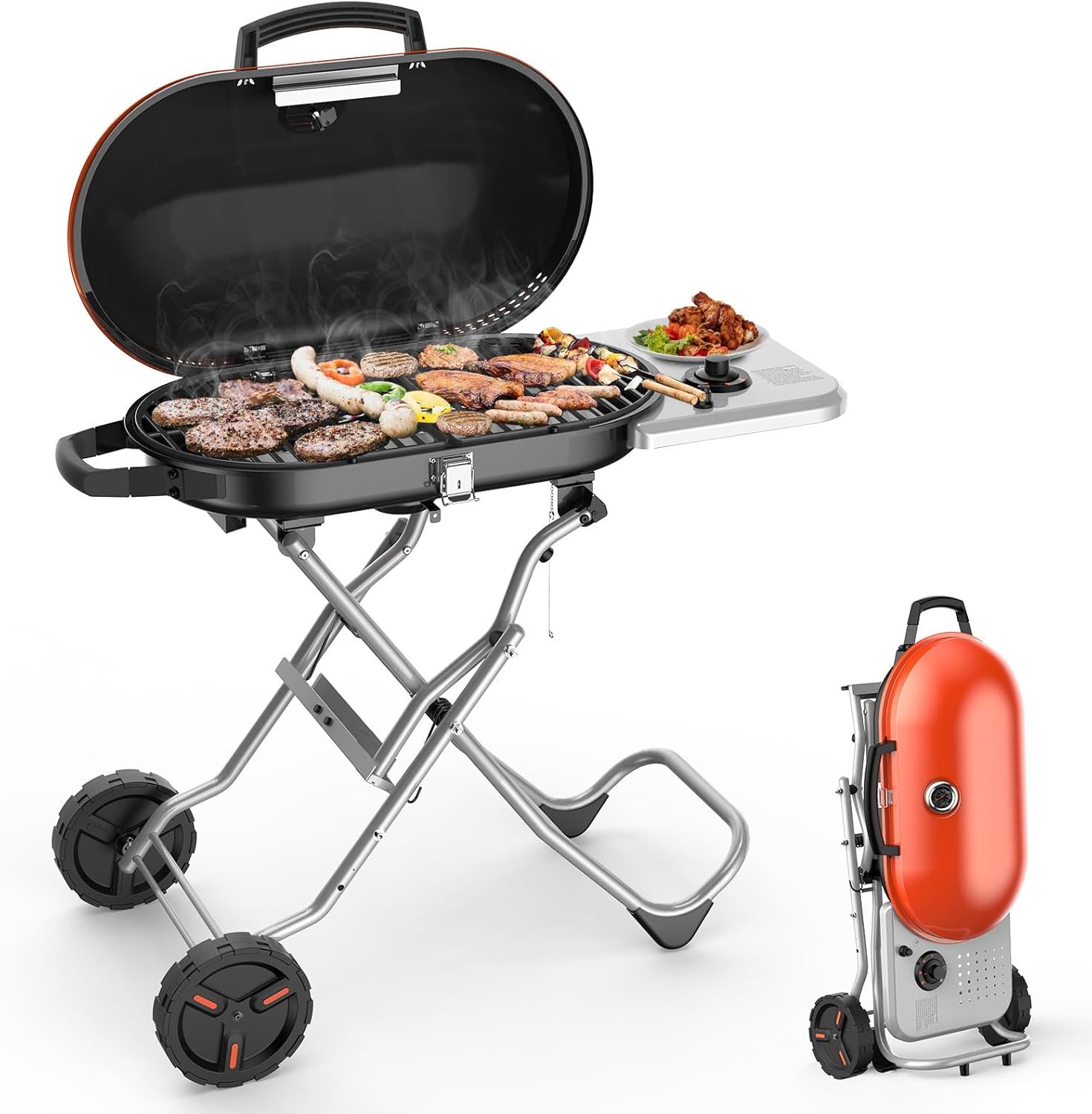 Portable  Propane Gas Grill, 15000BTUS, 348 SQ Inch  Cooking Areas, for Outdoor Camping/Tailgating/Picnic, Black