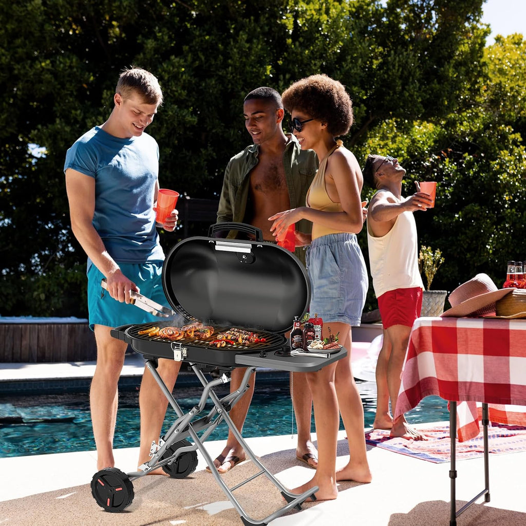 Portable  Propane Gas Grill, 15000BTUS, 348 SQ Inch  Cooking Areas, for Outdoor Camping/Tailgating/Picnic, Black
