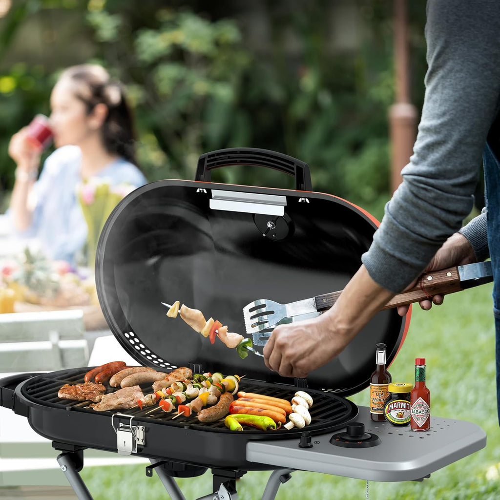 Portable  Propane Gas Grill, 15000BTUS, 348 SQ Inch  Cooking Areas, for Outdoor Camping/Tailgating/Picnic, Black