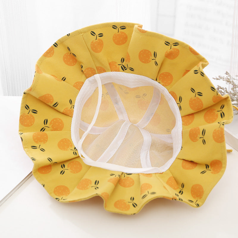 Baby Girl Floral Print Adjustable Design Sunshade Bucket Hats