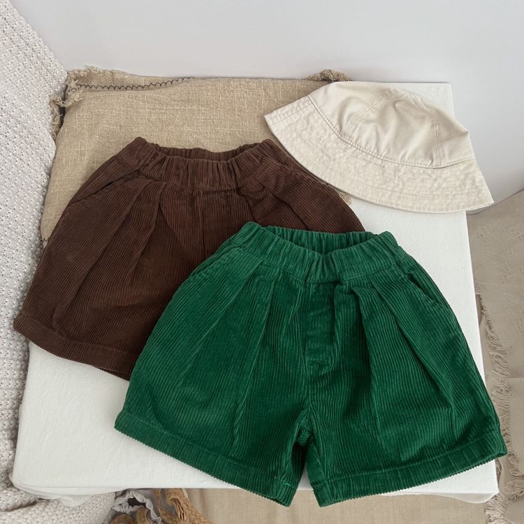 Baby Solid Color Corduroy Fabric Summer Shorts