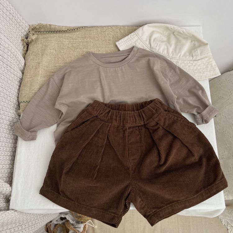 Baby Solid Color Corduroy Fabric Summer Shorts