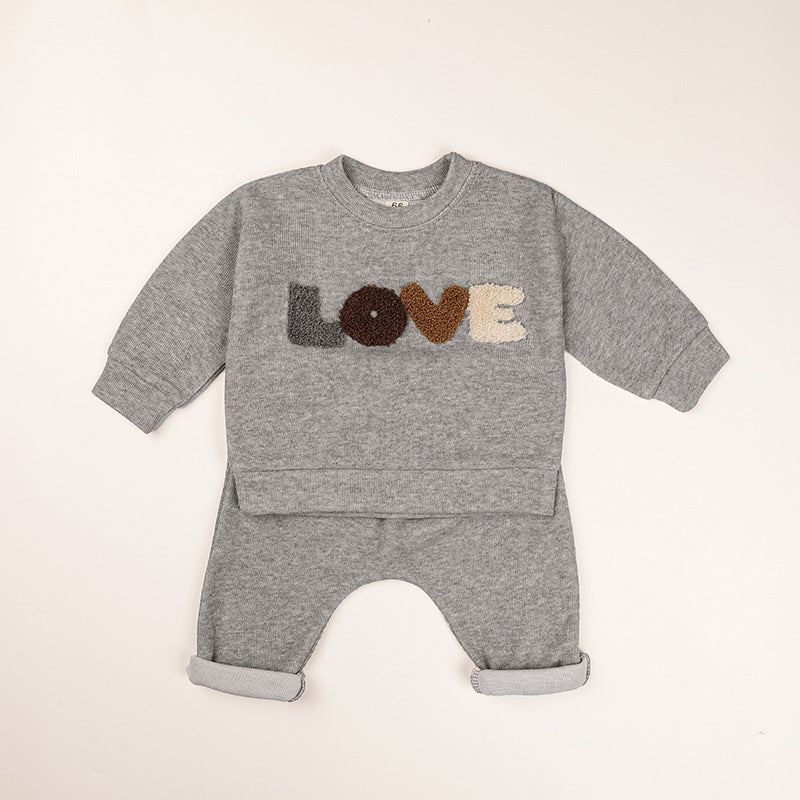 Baby LOVE Graphic Hoodies Combo Pants Kids Valentine's Day Sets