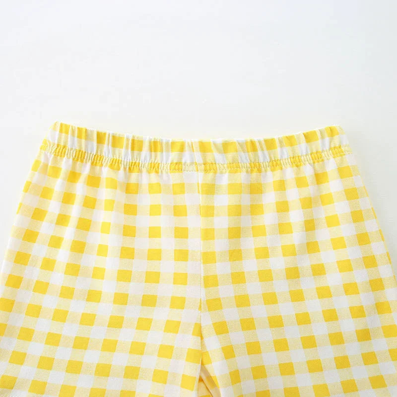 Summer Baby Kids Cute Lemon Pattern Vest and Plaid Shorts Clothing Set for Girls