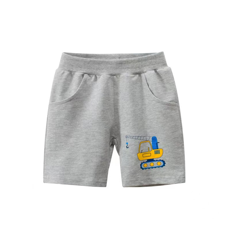 Baby Boy Cartoon Print Pattern Casual Mid Pants With Pockets