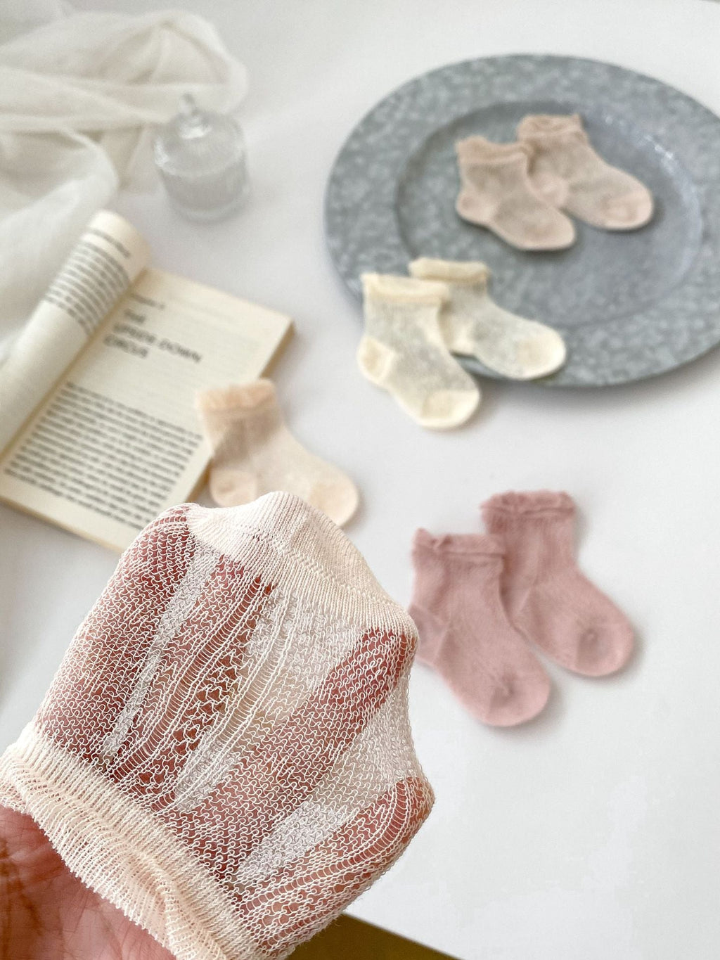 Summer Super Thin Breathable Socks For Girls: Baby Girls Solid Color Socks