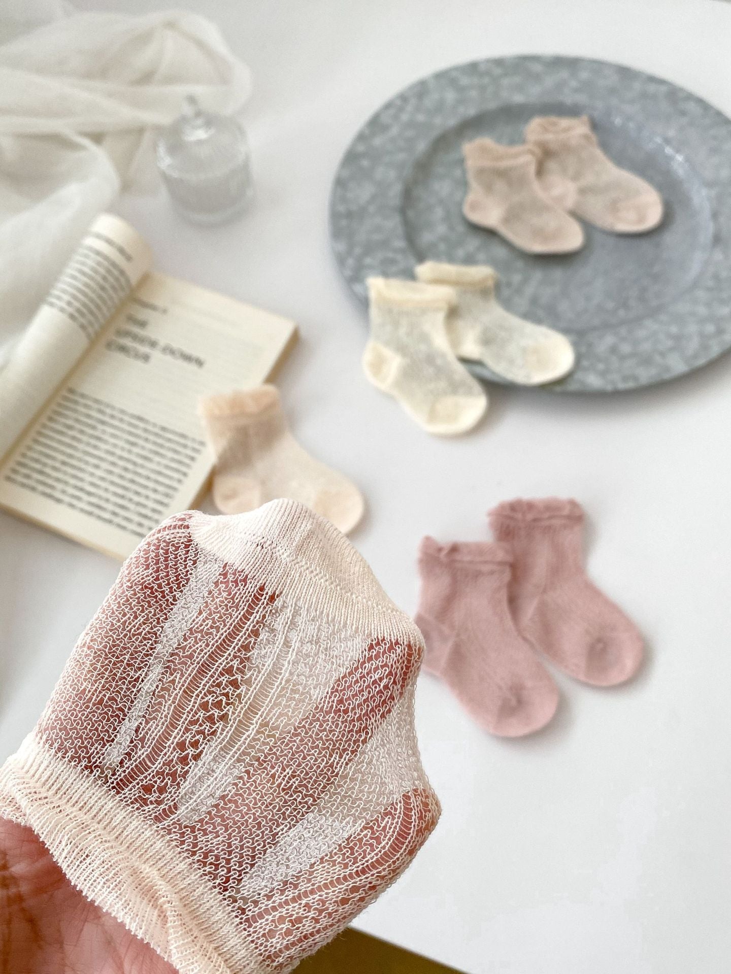 Summer Super Thin Breathable Socks For Girls: Baby Girls Solid Color Socks