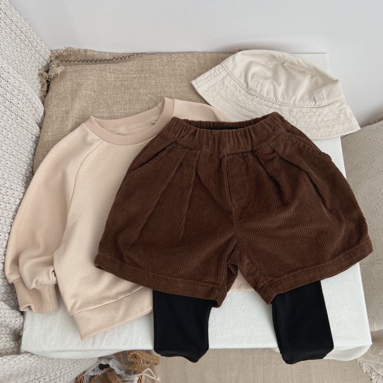 Baby Solid Color Corduroy Fabric Summer Shorts