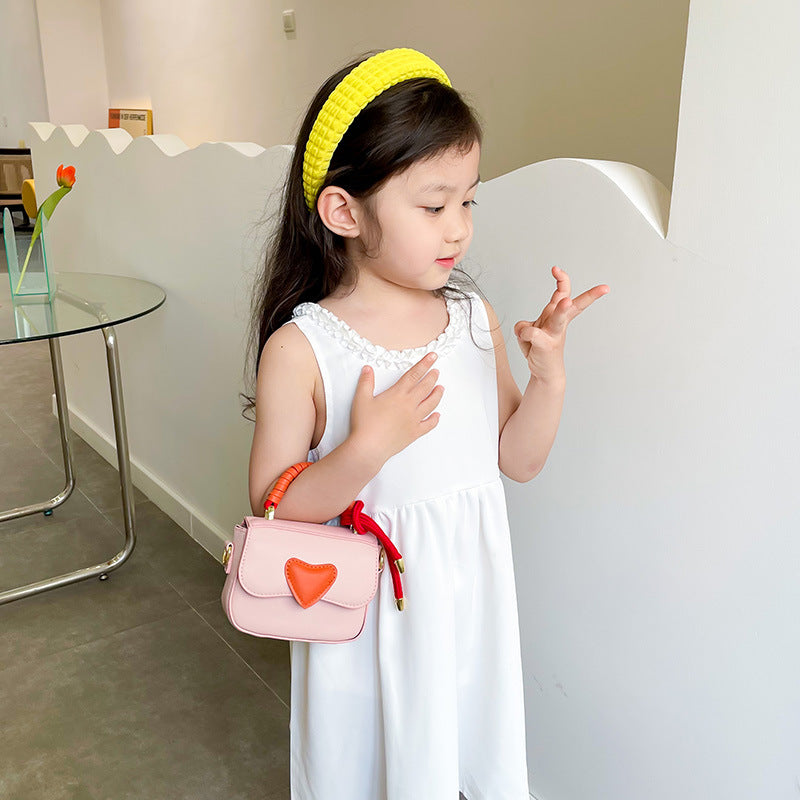 Children Girl Fashion Heart Pattern Mini One-Shoulder Bags Accessories