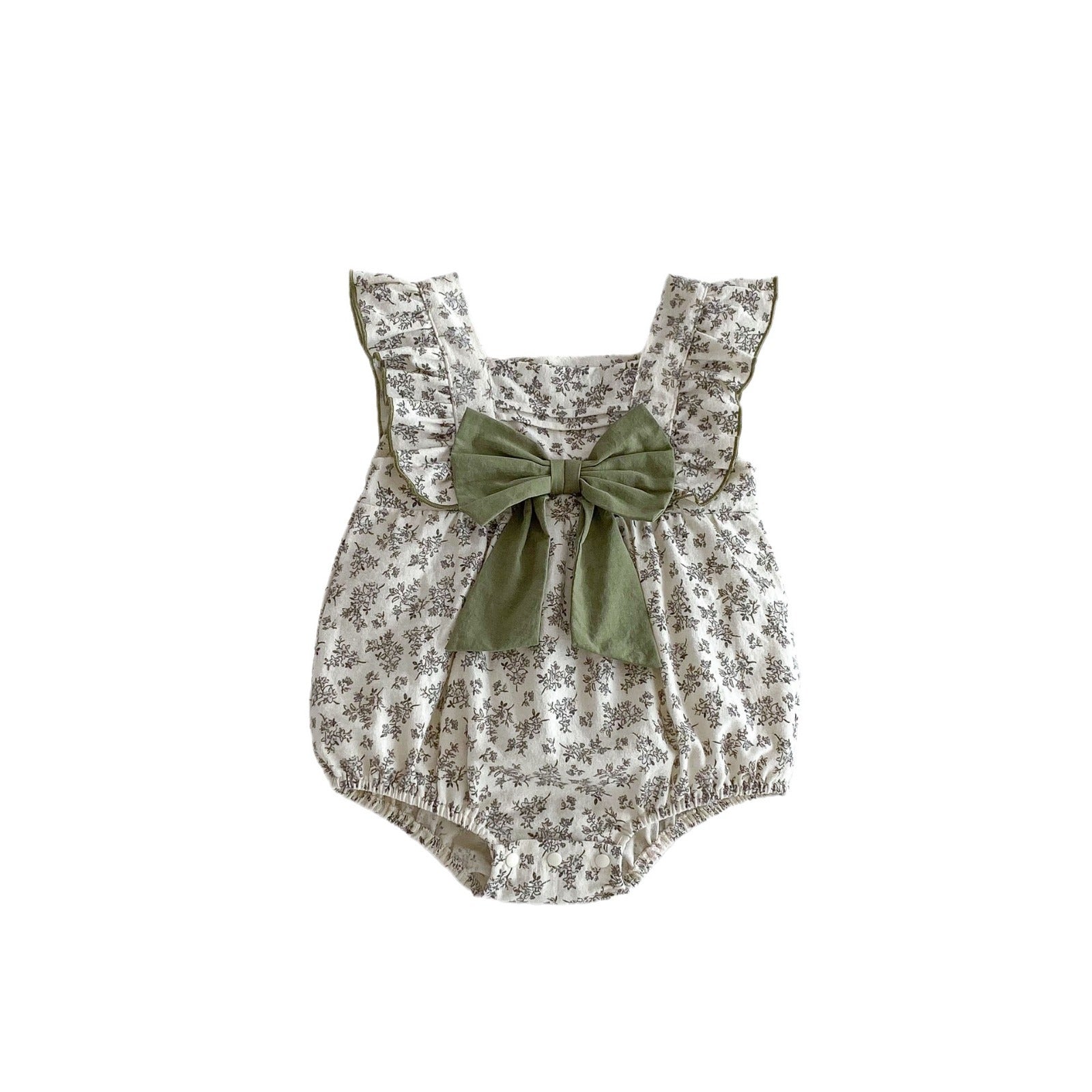 Summer Hot Selling Baby Girls Sleeveless Square Neck Floral Print Onesie