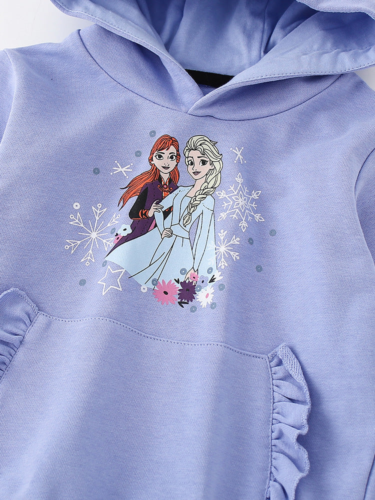 Baby Fashion Cartoon Print Pattern Casual Cotton Hoodie