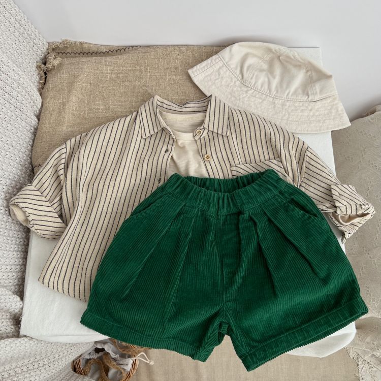 Baby Solid Color Corduroy Fabric Summer Shorts