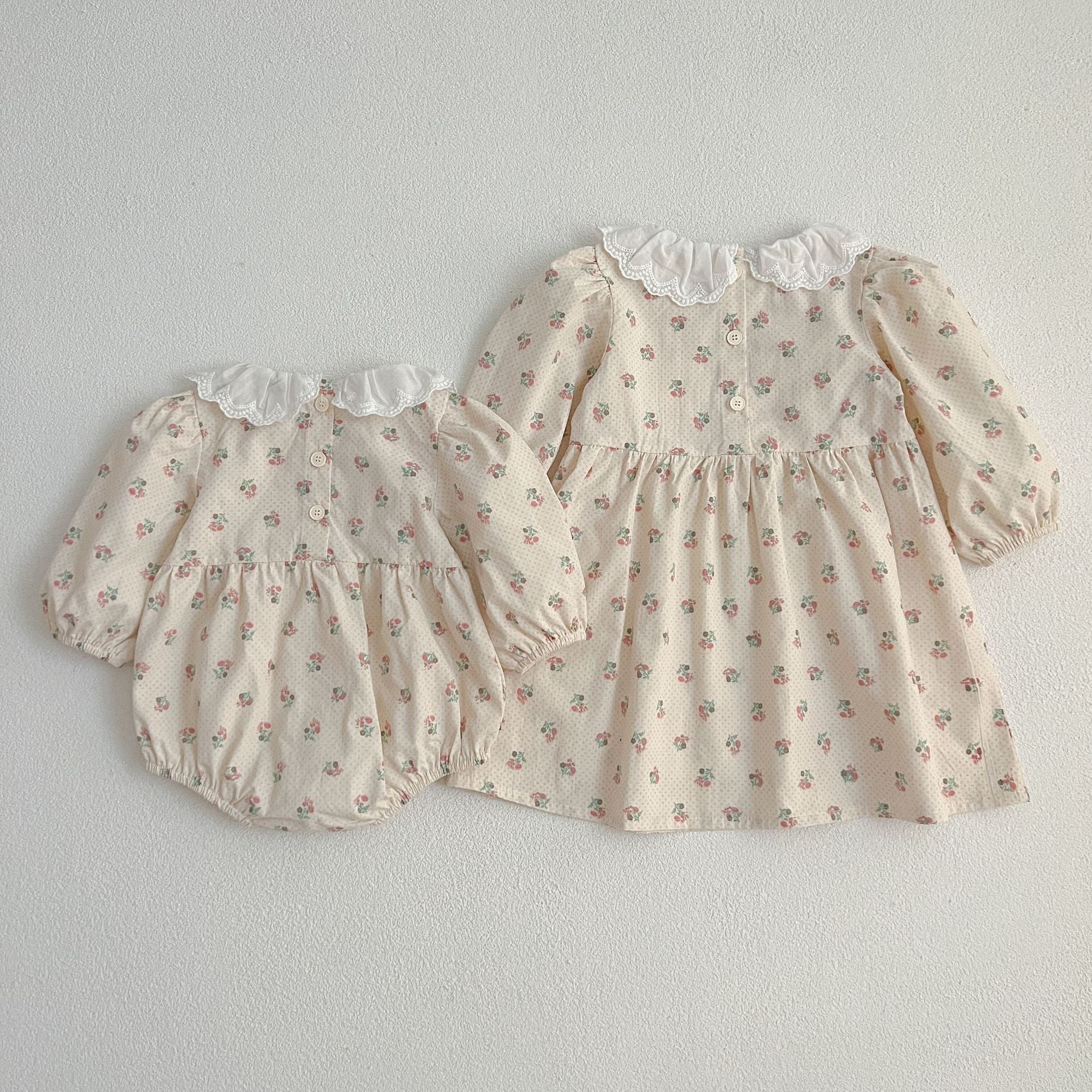Adorable Baby Doll Collar Onesies or Floral Pattern Girls Dress