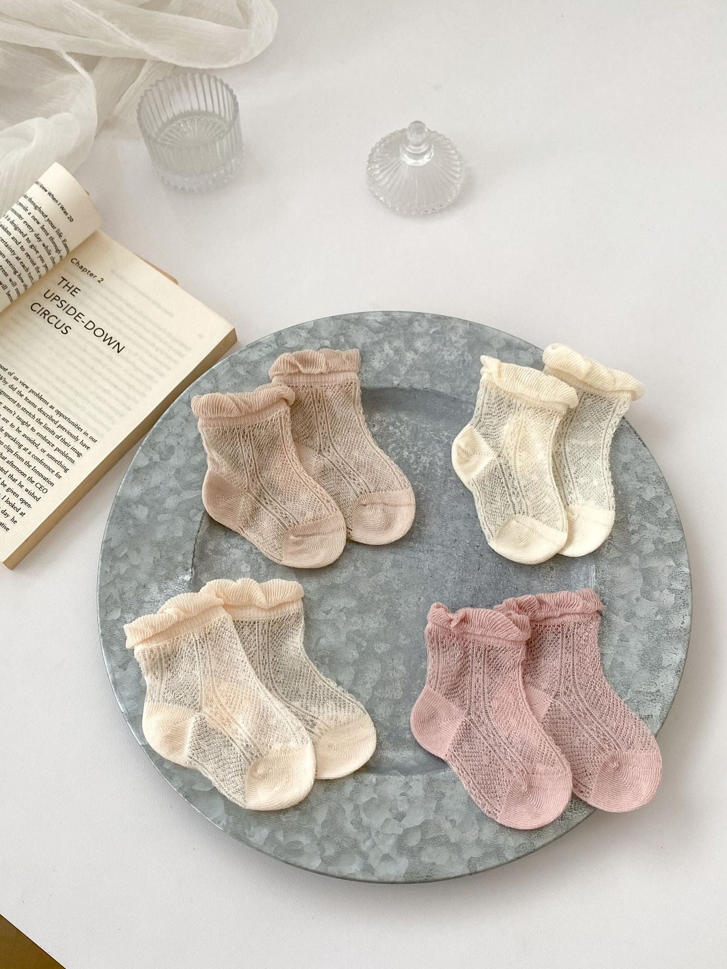 Summer Super Thin Breathable Socks For Girls: Baby Girls Solid Color Socks