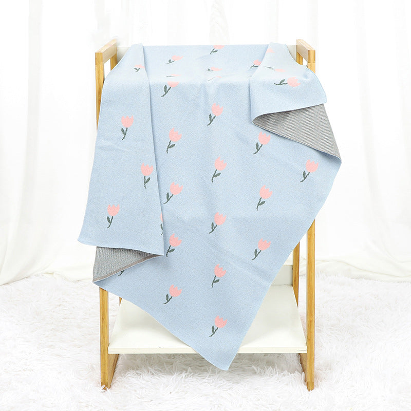 Best-Selling Knitted Baby Blanket With Fresh Floral Design: New Collection For Spring, Autumn, And Winter