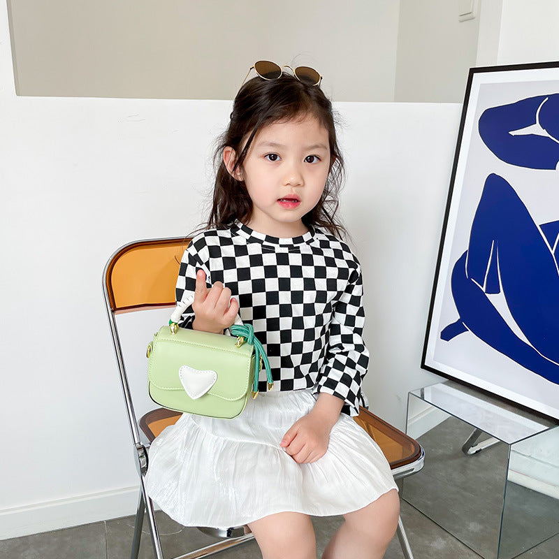 Children Girl Fashion Heart Pattern Mini One-Shoulder Bags Accessories