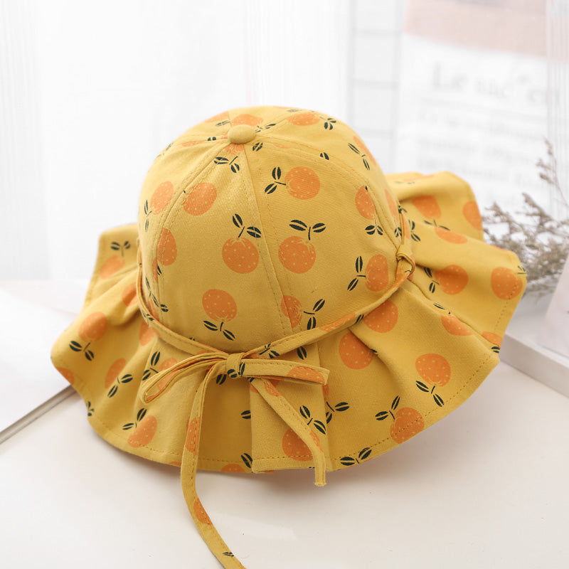 Baby Girl Floral Print Adjustable Design Sunshade Bucket Hats