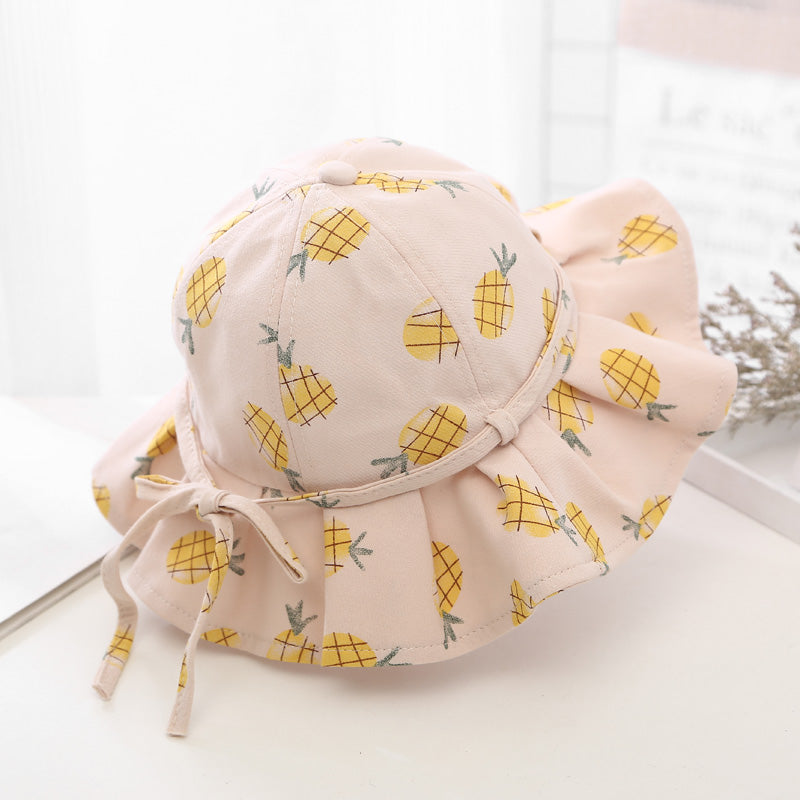 Baby Girl Floral Print Adjustable Design Sunshade Bucket Hats