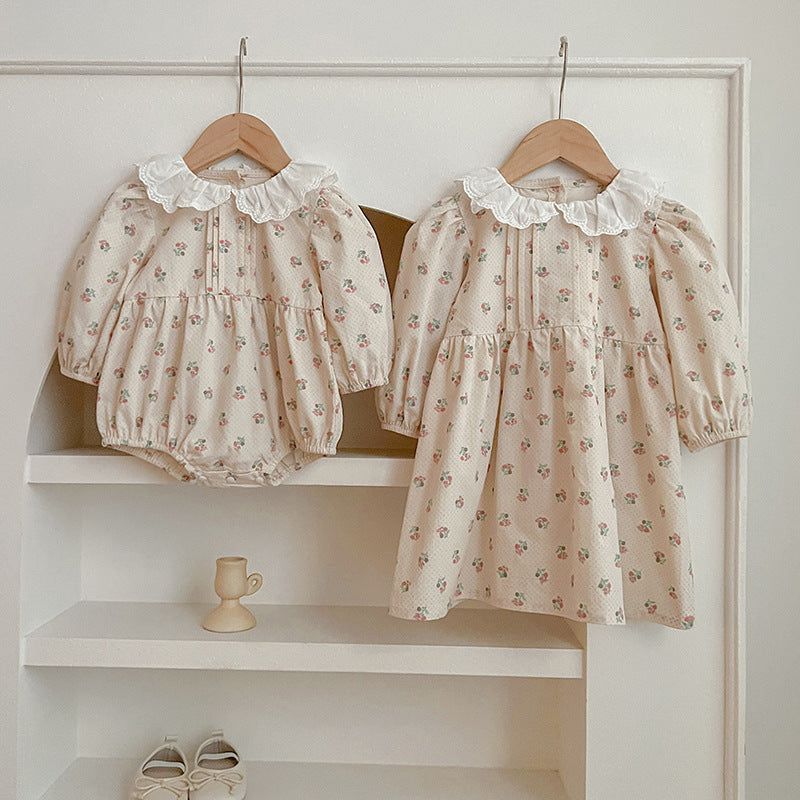 Adorable Baby Doll Collar Onesies or Floral Pattern Girls Dress