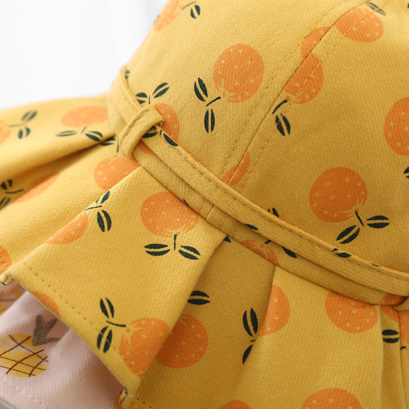 Baby Girl Floral Print Adjustable Design Sunshade Bucket Hats