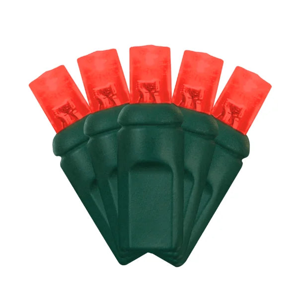 LED Mini Lights 5MM Red Static Green Wire 6" Spacing