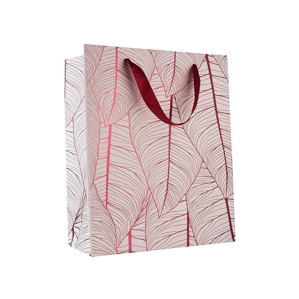 Leaf Design Maroon Gift Bags 12.5"X10.25"X4.75"
