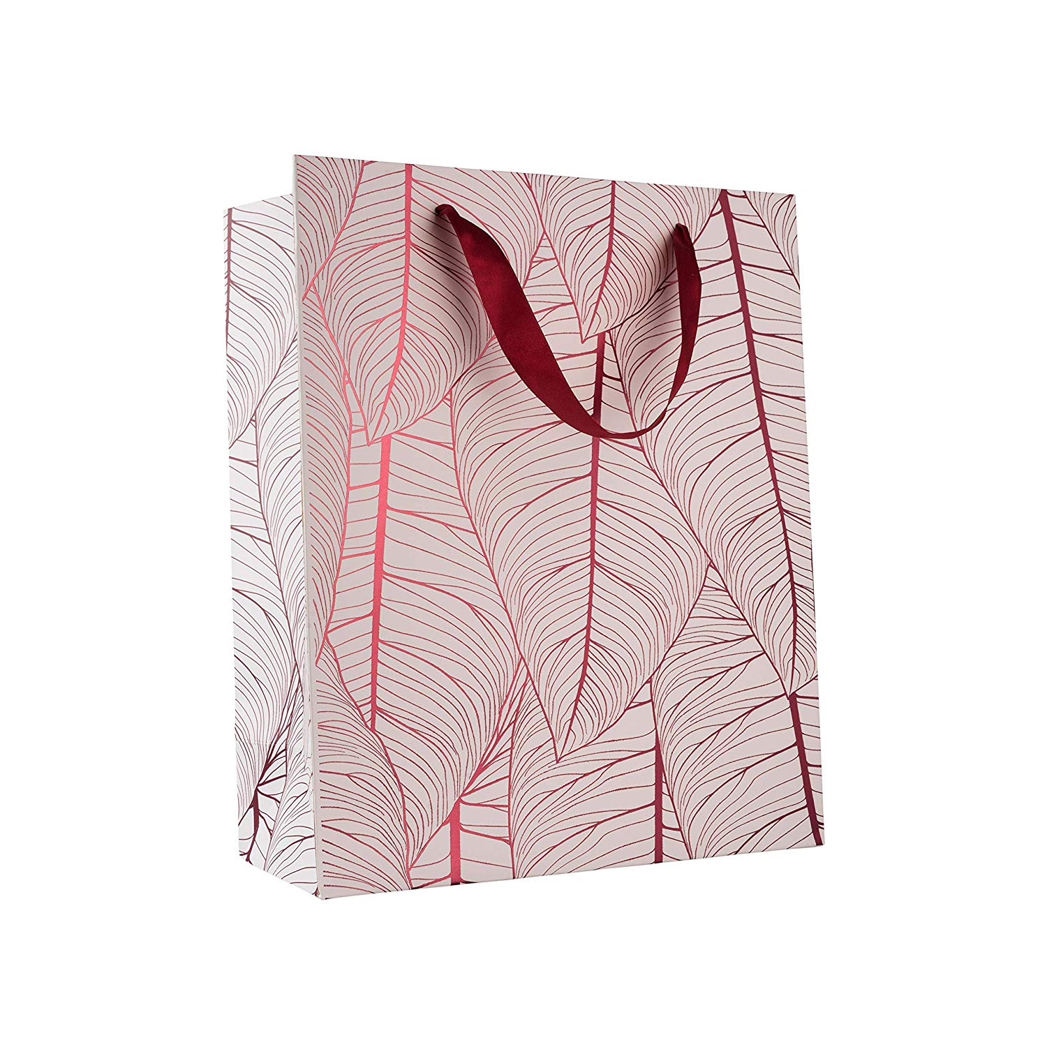 Leaf Design Maroon Gift Bags 12.5"X10.25"X4.75"