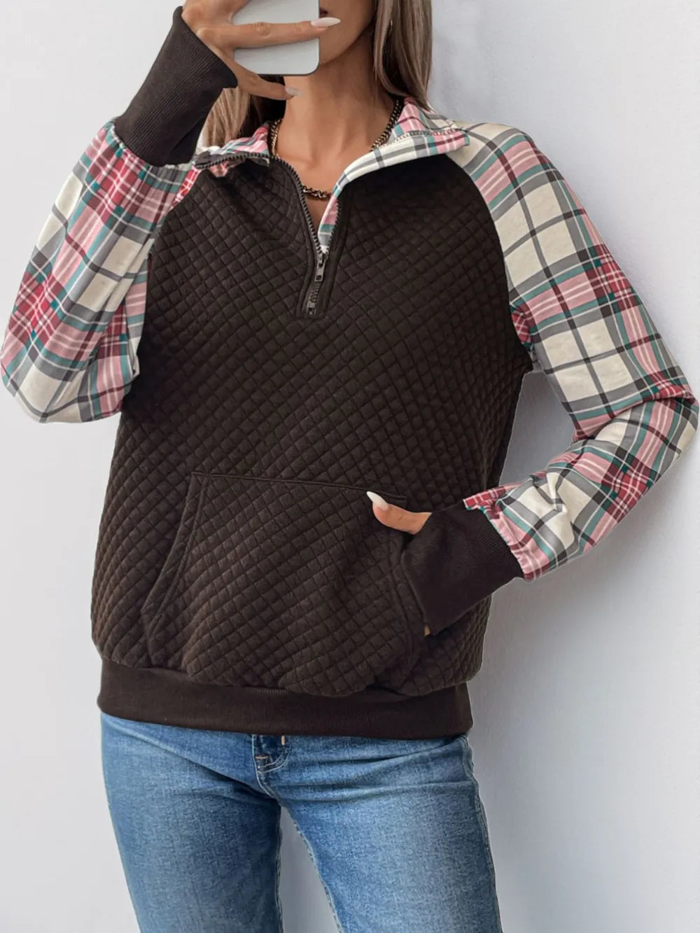 Retro patchwork retro texture pullover hoodie
