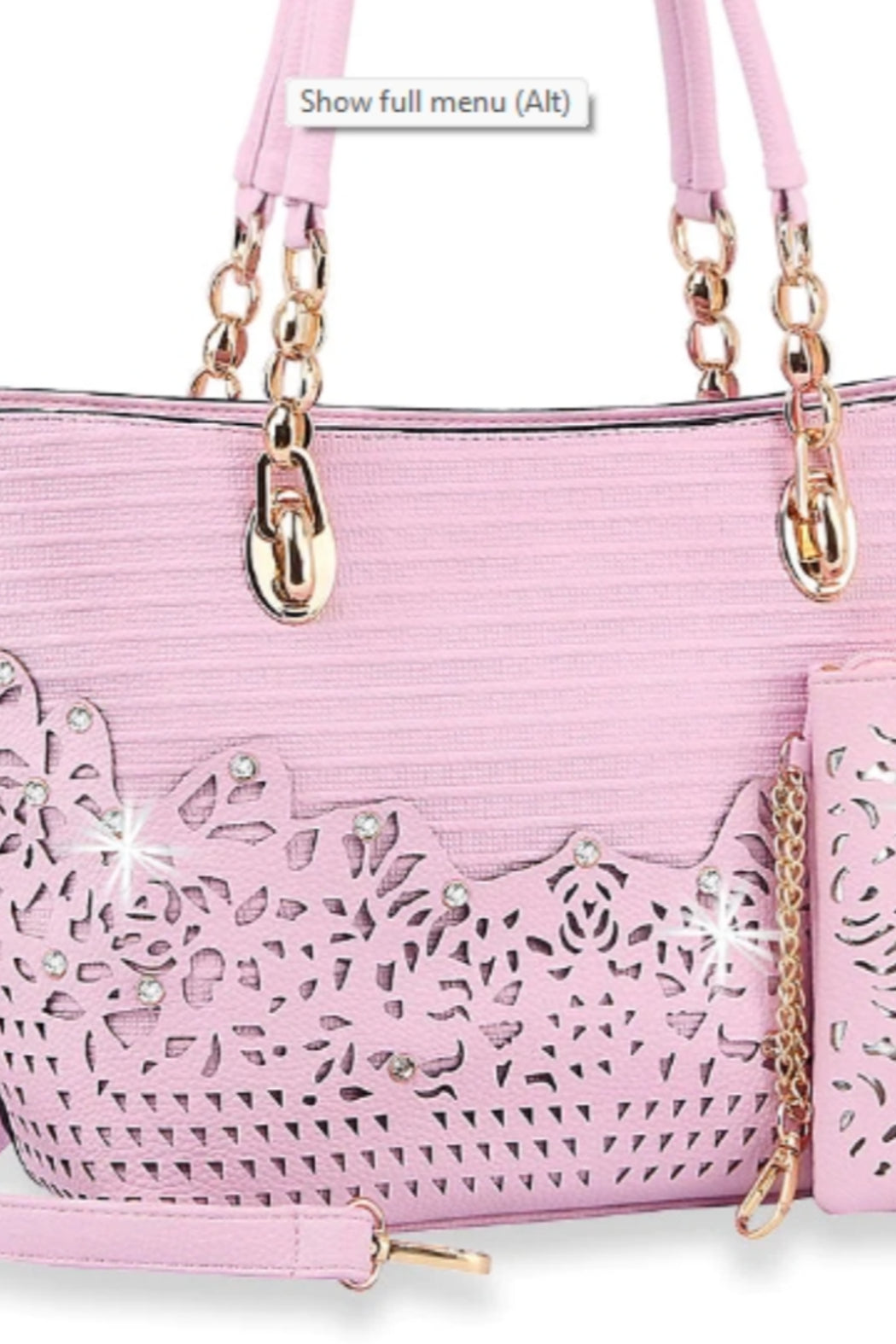 Rhinestone Accented Handbag Set in Pink
