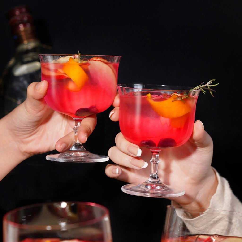 Rims Orient-Coupe Dessert/Paloma Ribbed Martini & Wine Glasses - (Lotus) - 9.25oz