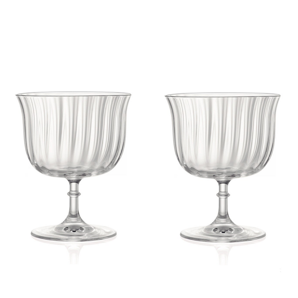 Rims Orient-Coupe Dessert/Paloma Ribbed Martini & Wine Glasses - (Lotus) - 9.25oz