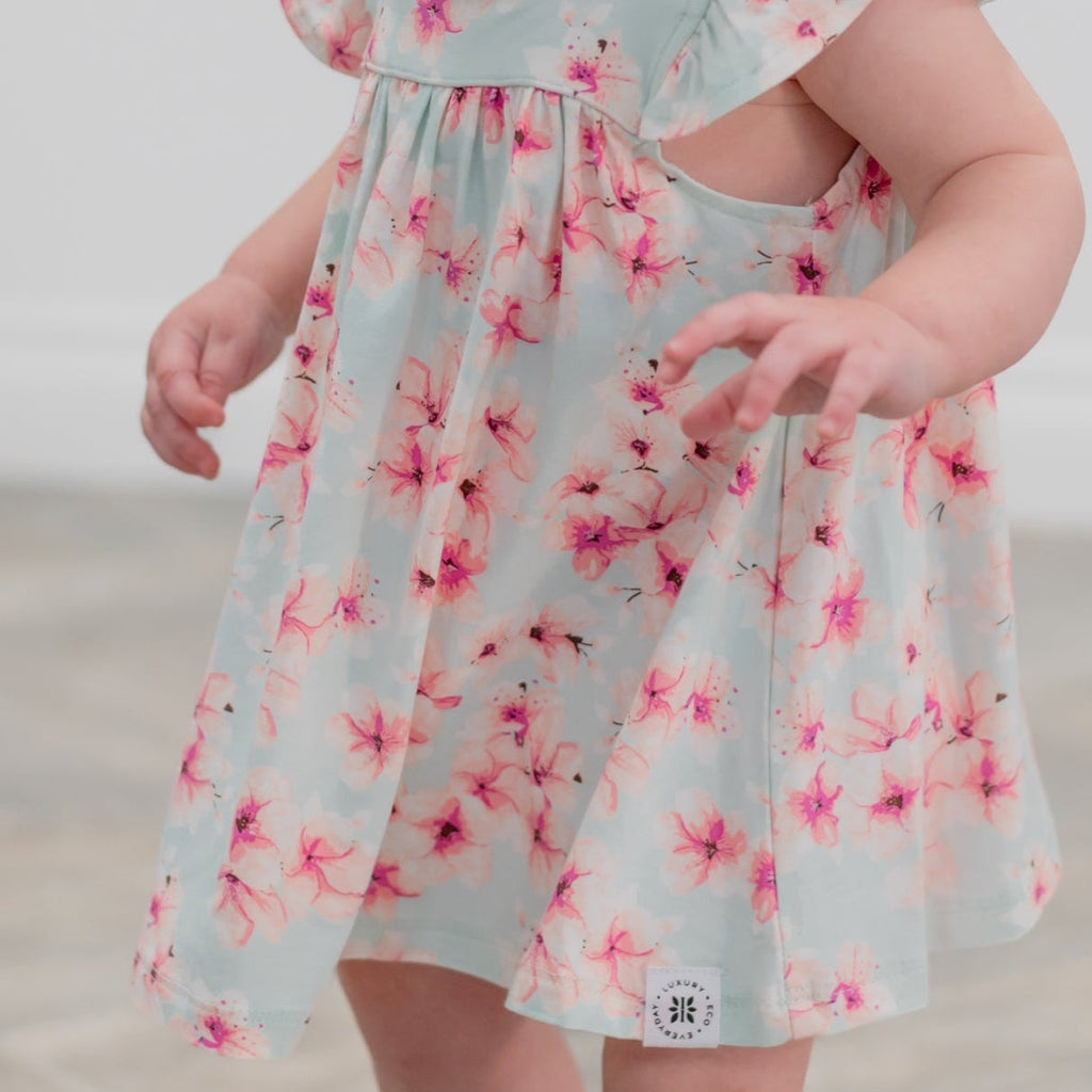 Pretty Pink Floral Ruffle Dress with Bloomer