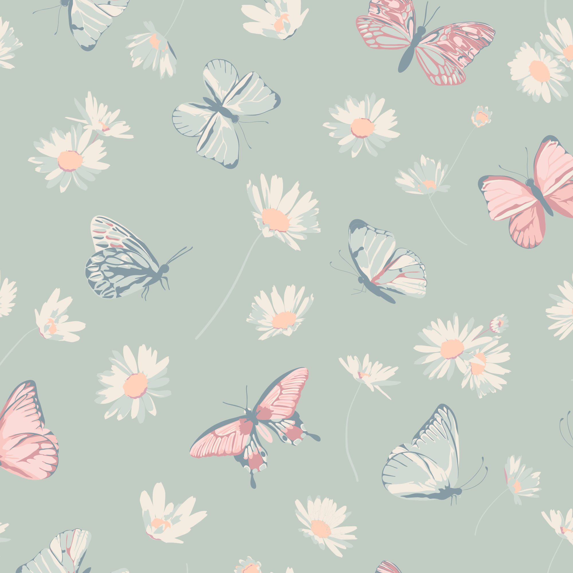 Mint Butterfly Daisy Bamboo Ruffle Baby Footie