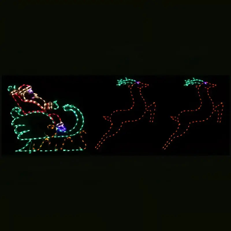 Santa in Sleigh with 2 Leaping Deer Medium
