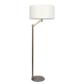Serene Brushed Nickel Floor Lamp with Rotary Switch Metal Base White Linen Shade