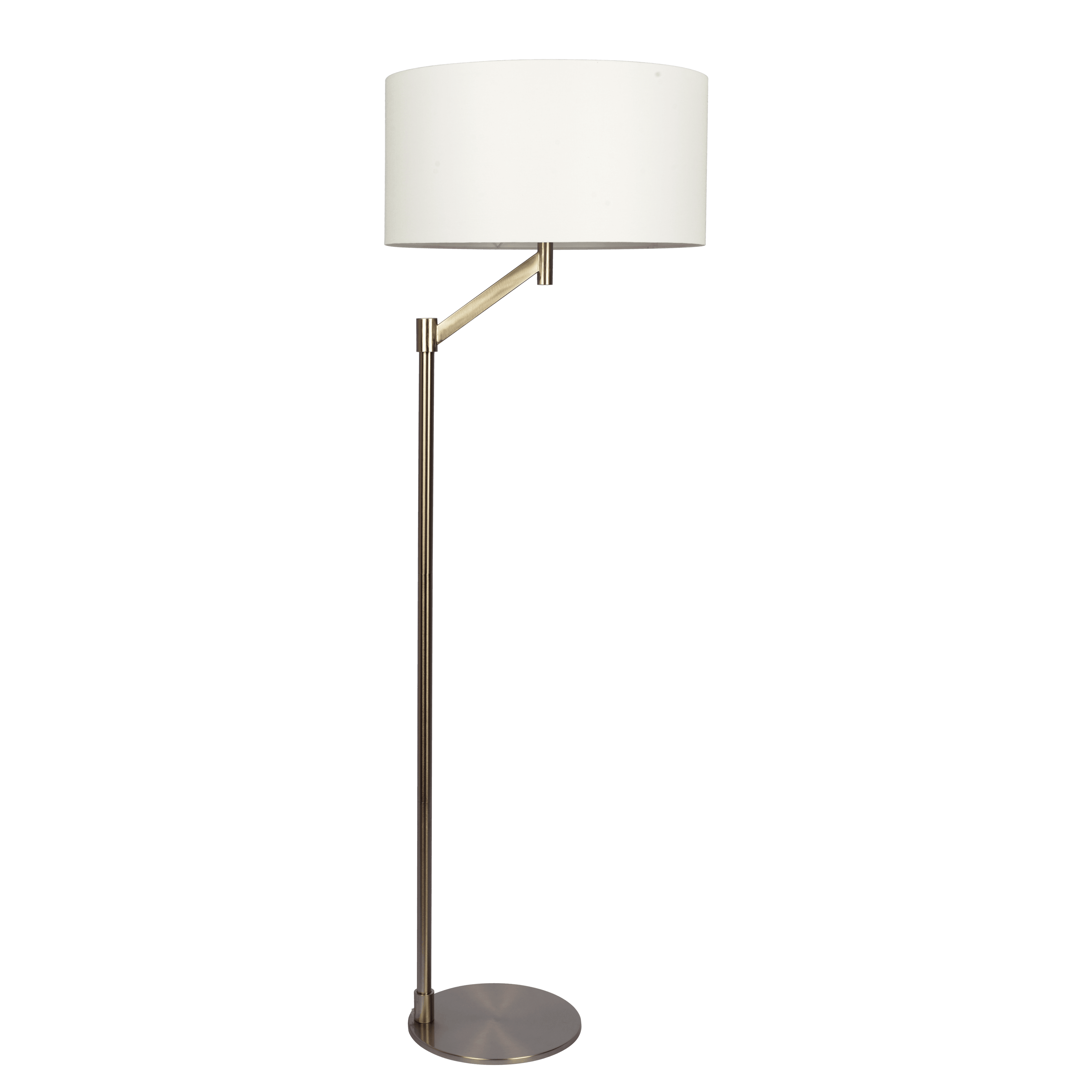 Serene Brushed Nickel Floor Lamp with Rotary Switch Metal Base White L
