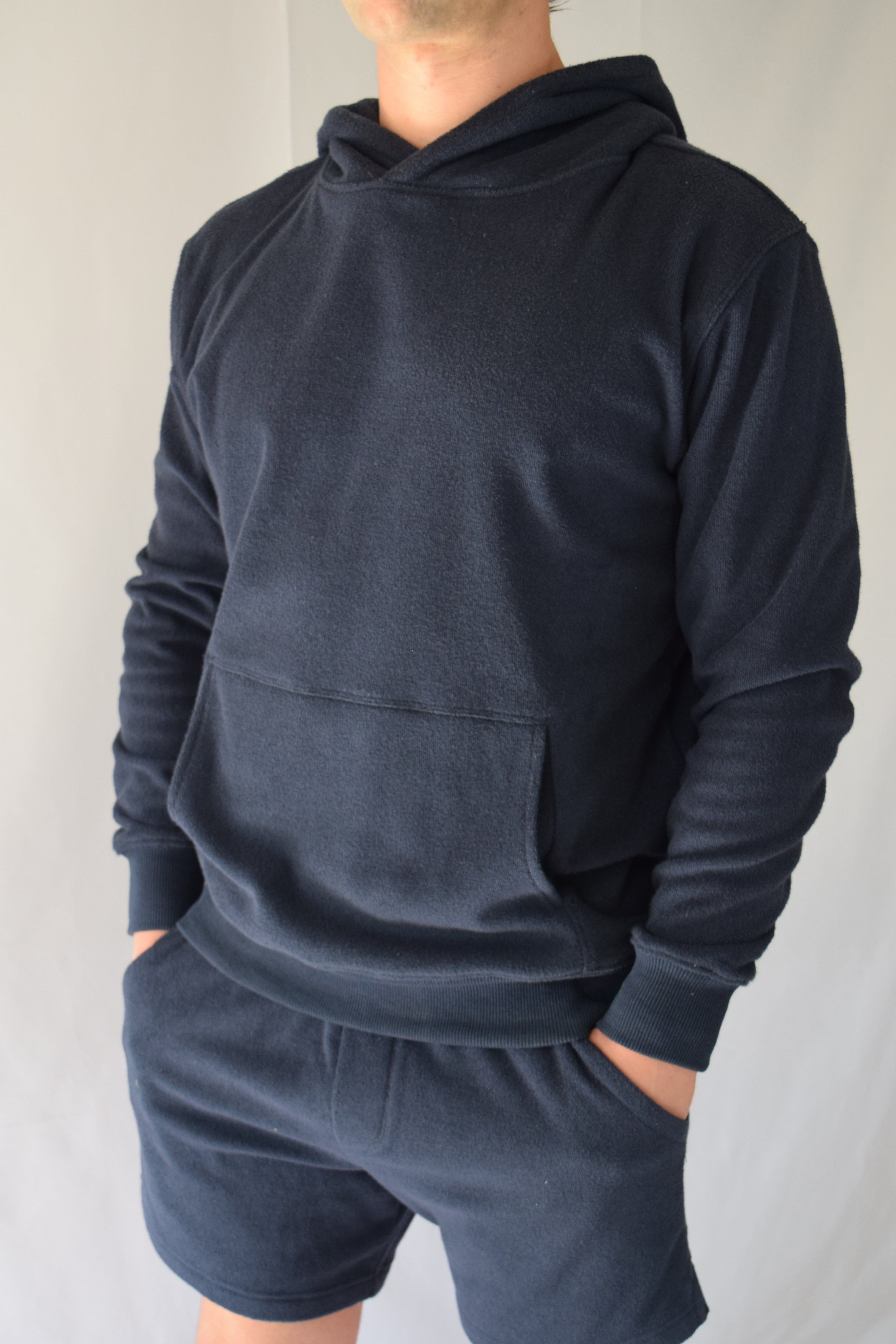 Navy Terry Cloth Unisex Hoodie