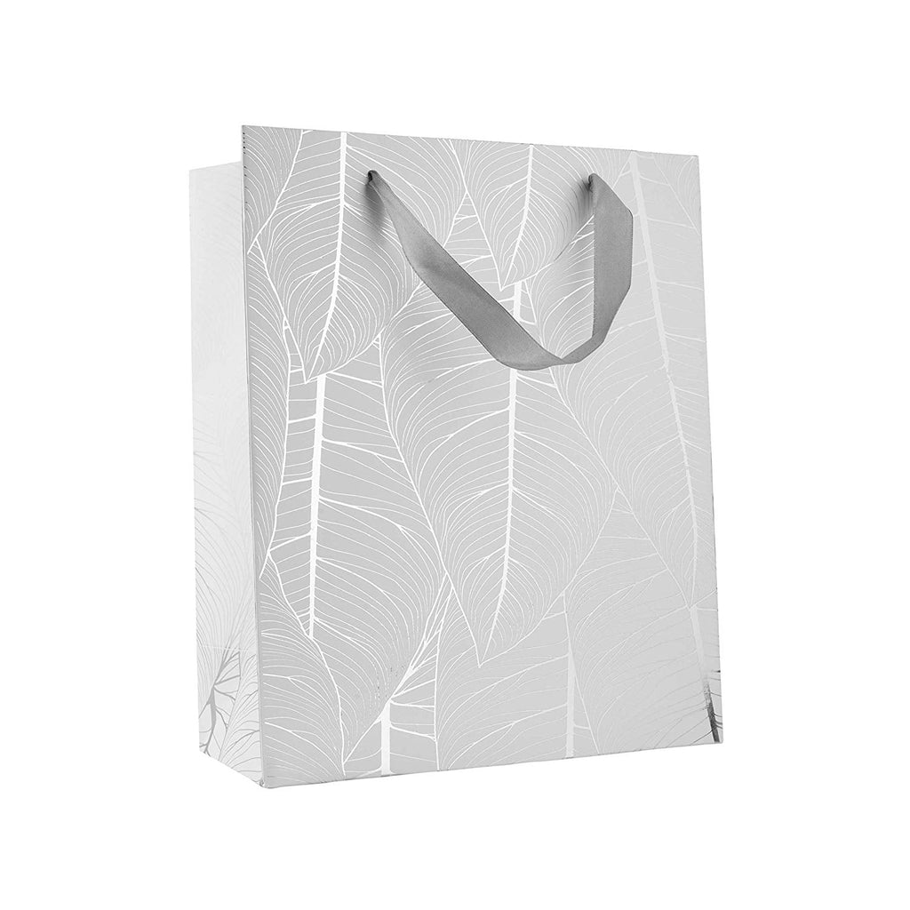 Leaf Design Silver Gift Bags 12.5"X10.25"X4.75"