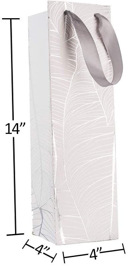 Leaf Design Silver Gift Bags 24 Pack Wine 14"X4"X4"