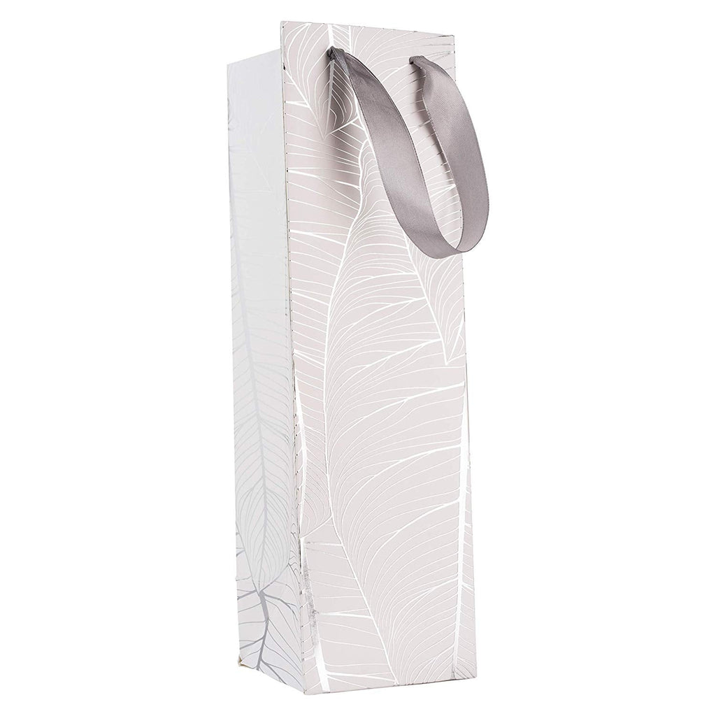 Leaf Design Silver Gift Bags 24 Pack Wine 14"X4"X4"