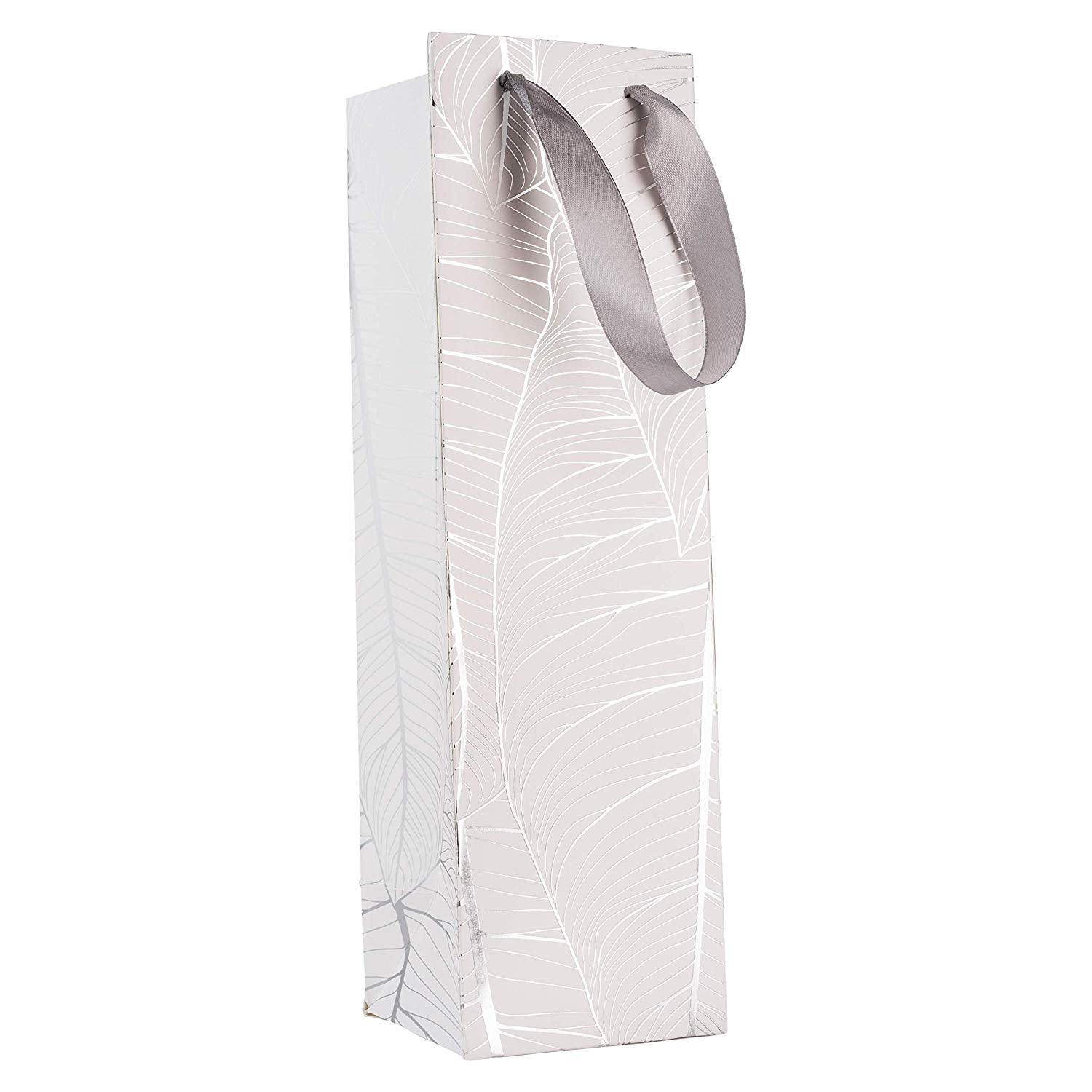 Leaf Design Silver Gift Bags 24 Pack Wine 14"X4"X4"