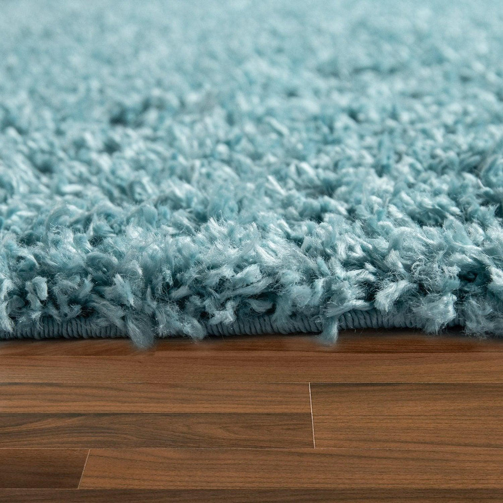 Simple High-Pile Rug Blue Turqouis Living Room Robust