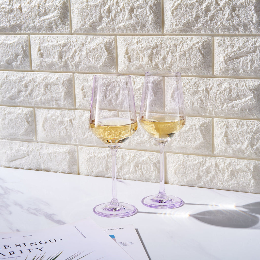 Monet Stemmed Wine Glassware, Purple, Set of 2